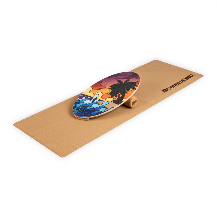 Indoorboard Allrounder Balanceboard Skateboard Surfboard Trickboard Balance Board Allround Shape inkl. 10 40 Korkrolle rutschfester Bodenschutzmatte Material Holz Kork Beach