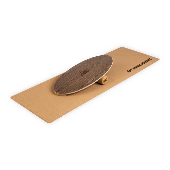 Indoorboard Allrounder Balanceboard Skateboard Surfboard Trickboard Balance Board Allround Shape inkl. 10 40 Korkrolle rutschfester Bodenschutzmatte Material Holz Kork Walnuss