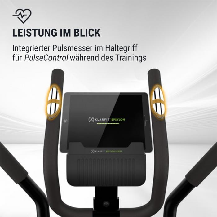 Helix Air Crosstrainer Riemenantrieb mit SilentBelt System 12 kg Schwungmasse HiLevel Widerstand in 24 Stufen MagResist Funktion Tablet Halterung TUV gepruft PulseControl Transportroll